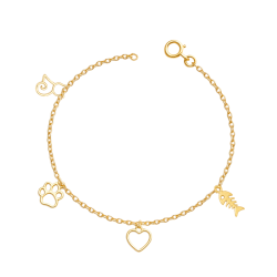 Pulseira Ouro 18K Pet Gato...