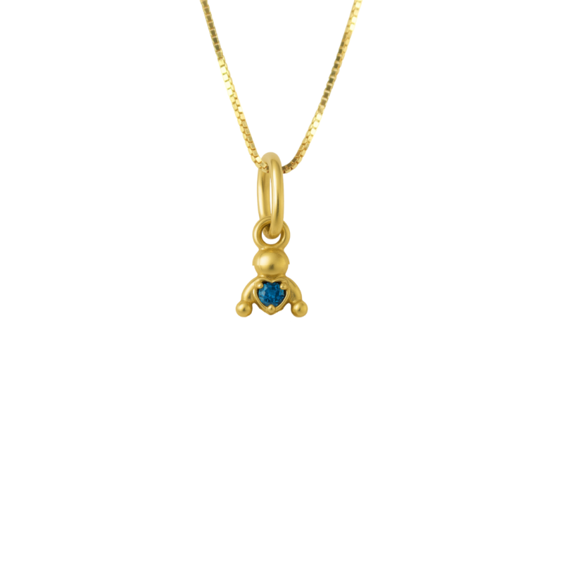 Pingente Ouro 18K Menina Menino Com Zircônia Rosa ou Azul