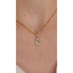 Pingente Ouro 18K Menina Menino Laço E Boné Com Zircônia Branca