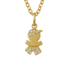 Pingente Ouro 18K Menina Menino Laço E Boné Com Zircônia Branca