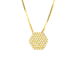 Pingente Ouro 18K Sextavado...