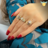 Anel Ouro 18K Três Aros Bambu Com Zircônia Central