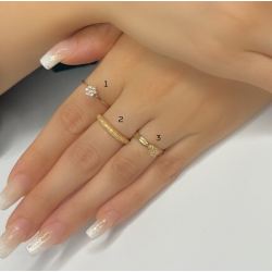 Anel Ouro 18K Aparador Textura Com Zircônia