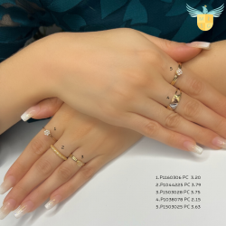Anel Ouro 18K Aparador Textura Com Zircônia