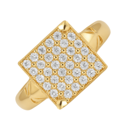 Anel Ouro 18K Quadrado...