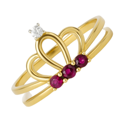 Anel Ouro 18K Falange Coroa...