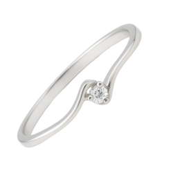 Anel Ouro Branco 18K Com...