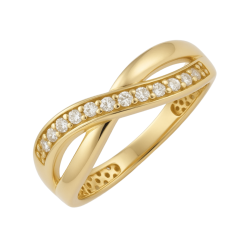 Anel Ouro 18K Aro Onda Com...