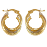 Brinco Ouro 18K Argola Torcida Tricolor
