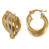 Brinco Ouro 18K Argola Torcida Tricolor