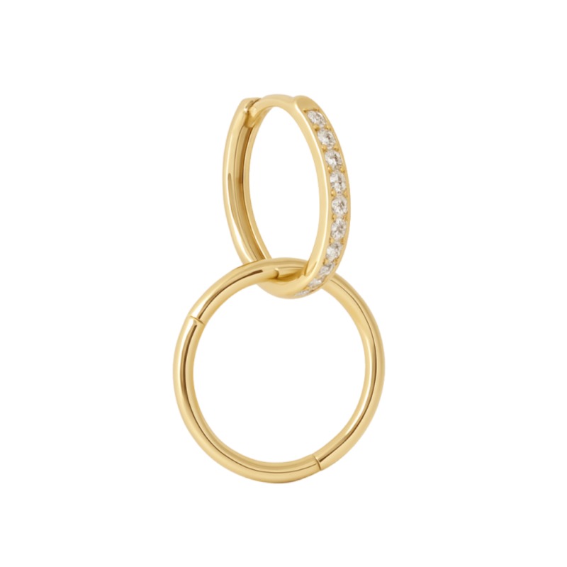 Brinco Ouro 18K Argolinha  Com Zircônia Branca