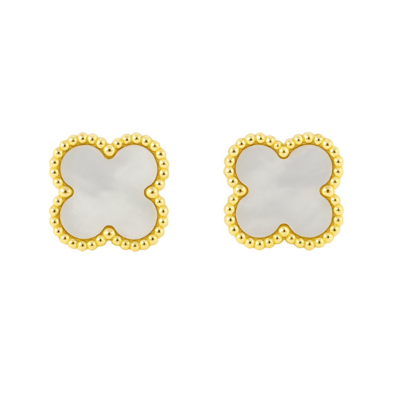 Brinco Ouro 18K Flor Branca