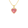 Pingente Ouro 18K Coração Zircônia Rosa (Tamanhos Variados)