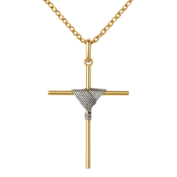 Pingente Ouro 18K Crucifixo Amarrado Duas Cores (Tamanhos Variados)