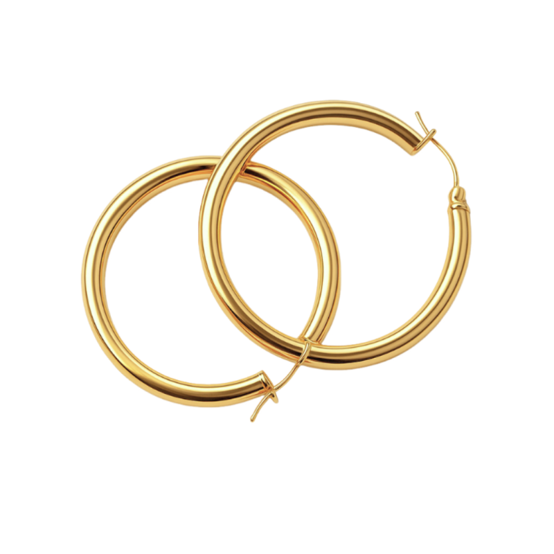 Brinco Ouro 18K Argola Fecho Trava