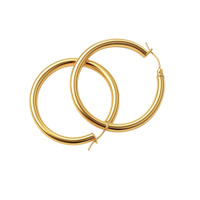 Brinco Ouro 18K Argola Fecho Trava