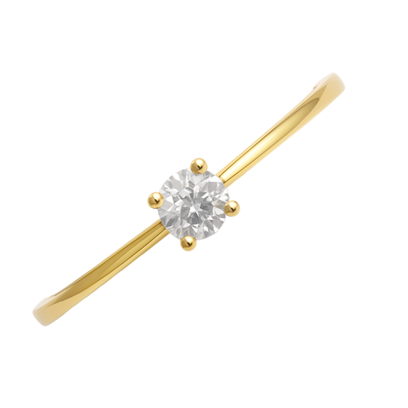 Anel Ouro 18K Solitário Brilhante Redondo