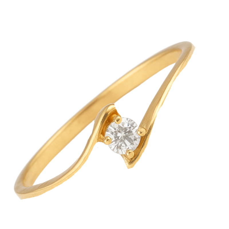 Anel Ouro 18K Solitário Com Brilhantes