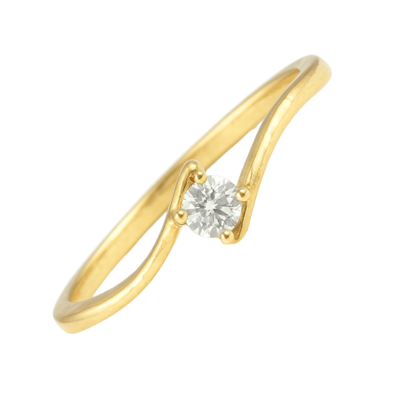 Anel Ouro 18K Solitário Brilhante Redondo