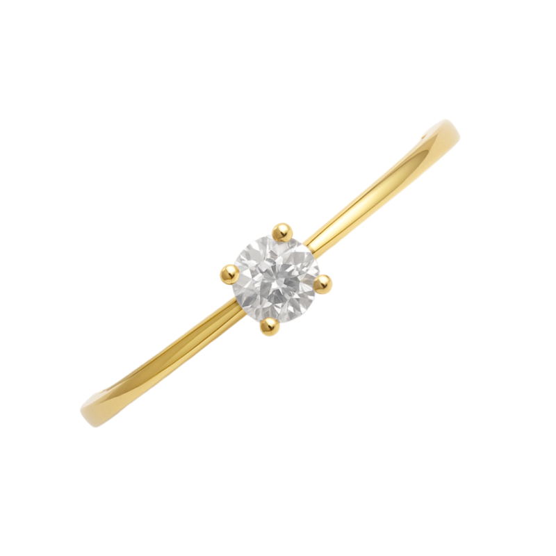 Anel Ouro 18K Solitário Brilhante Redondo