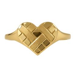 Anel Ouro 18K Coração Chapa...