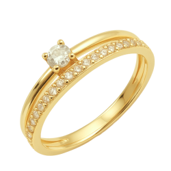 Anel Ouro 18K Com Brilhante...
