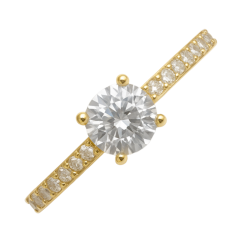 Anel Ouro 18K Com Pedra