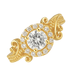 Anel Ouro 18K Com Pedra