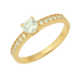 Anel Ouro 18K Cravejado...