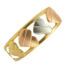 Anel Ouro 18K Tricolor Corações Aro Duplo