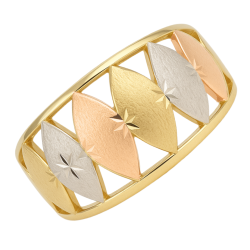 Anel Ouro 18K Tricolor...