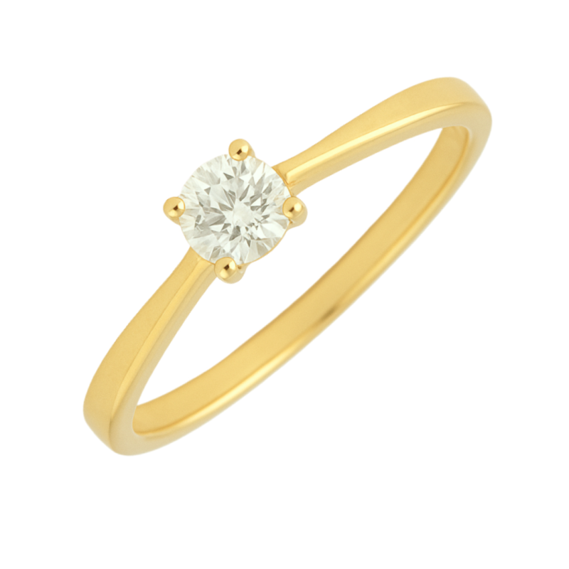Anel Ouro 18K Solitário Brilhante Redondo