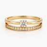 Anel Ouro 18K Com Brilhante Central E Lateral