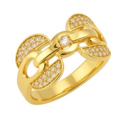 Anel Ouro 18K Corrente Com...