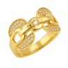 Anel Ouro 18K Corrente Com Zircônia Branca