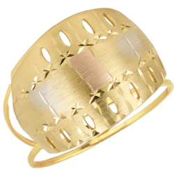 Anel Ouro 18K Tricolor Dois...