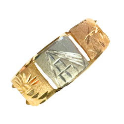 Anel Ouro 18K Tricolor Tema...