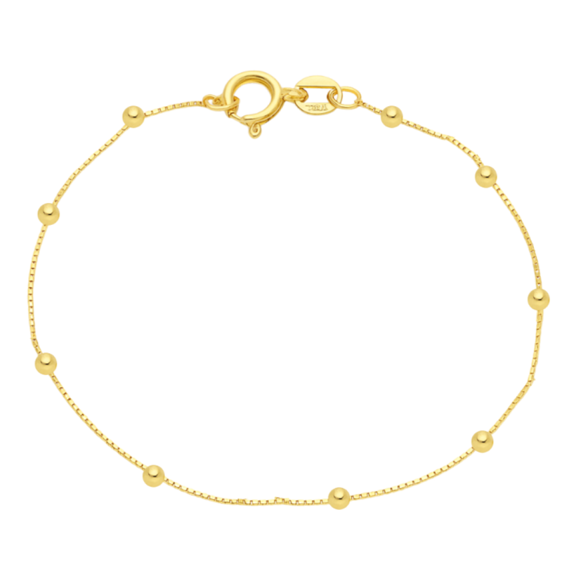 Pulseira Ouro 18K Veneziana Bolinhas 15cm