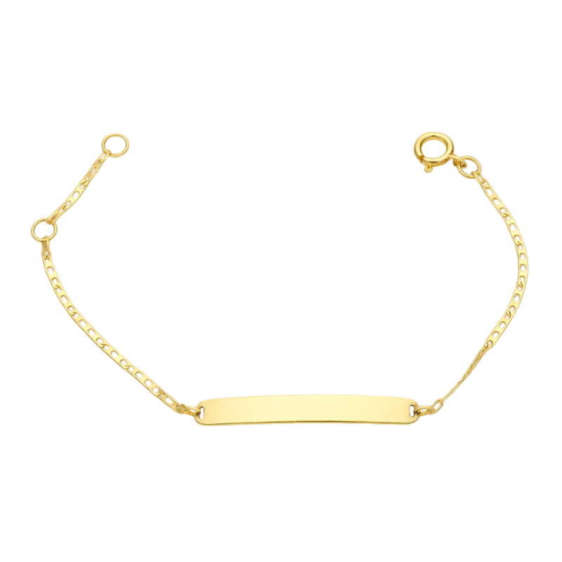 Pulseira Ouro 18K Infantil Chapa Oval Elo Piastrine