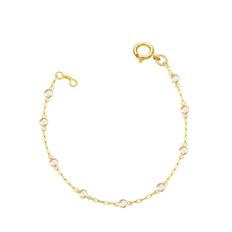 Pulseira Ouro 18K Pedra Zircônia Branca 12cm