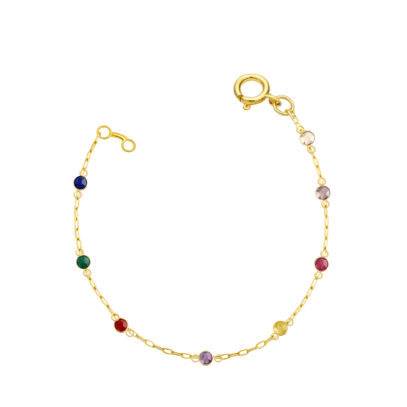Pulseira Ouro 18K Infantil Zircônia Colorida Cartier