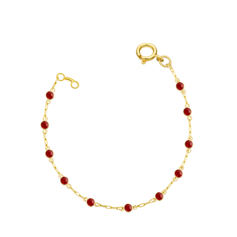 Pulseira Ouro 18K Zircônia Vermelha