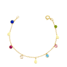 Pulseira Ouro 18K Zircônias Coloridas E Placa Gota