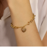 Pulseira Ouro 18K Elo Portugues Com Coraçao