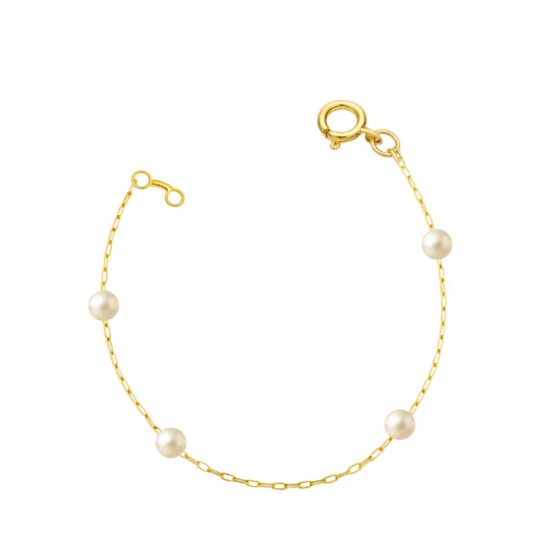 Pulseira Ouro 18K Infantil Pérola 3mm Cartier