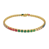 Pulseira Ouro 18K Tennis Riviera Zircônia Colorida 3mm