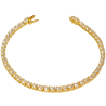 Pulseira Ouro 18K Riviera Tennis Zircônia Branca 2mm Mais Longa