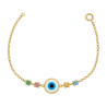Pulseira Ouro 18K Olho Grego 10mm Pedras