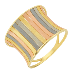 Anel Ouro 18K Tricolor Dois...