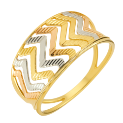 Anel Ouro 18K Tricolor...